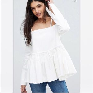 ASOS white denim cold shoulder top